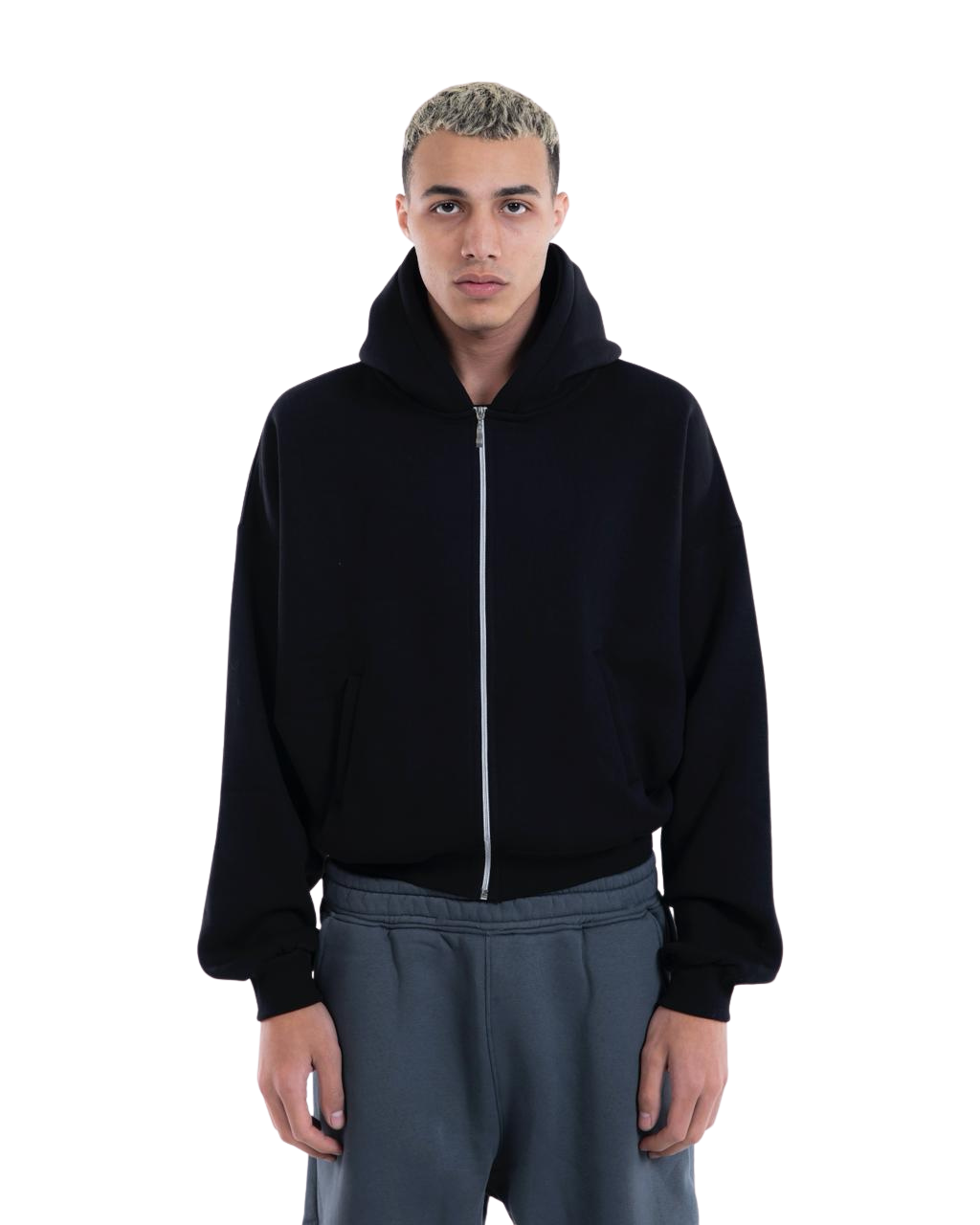 Box-Fit Zip-up Jacket - Black
